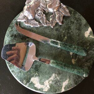 Green Marble & Stainless Steel Cheese Serving Set